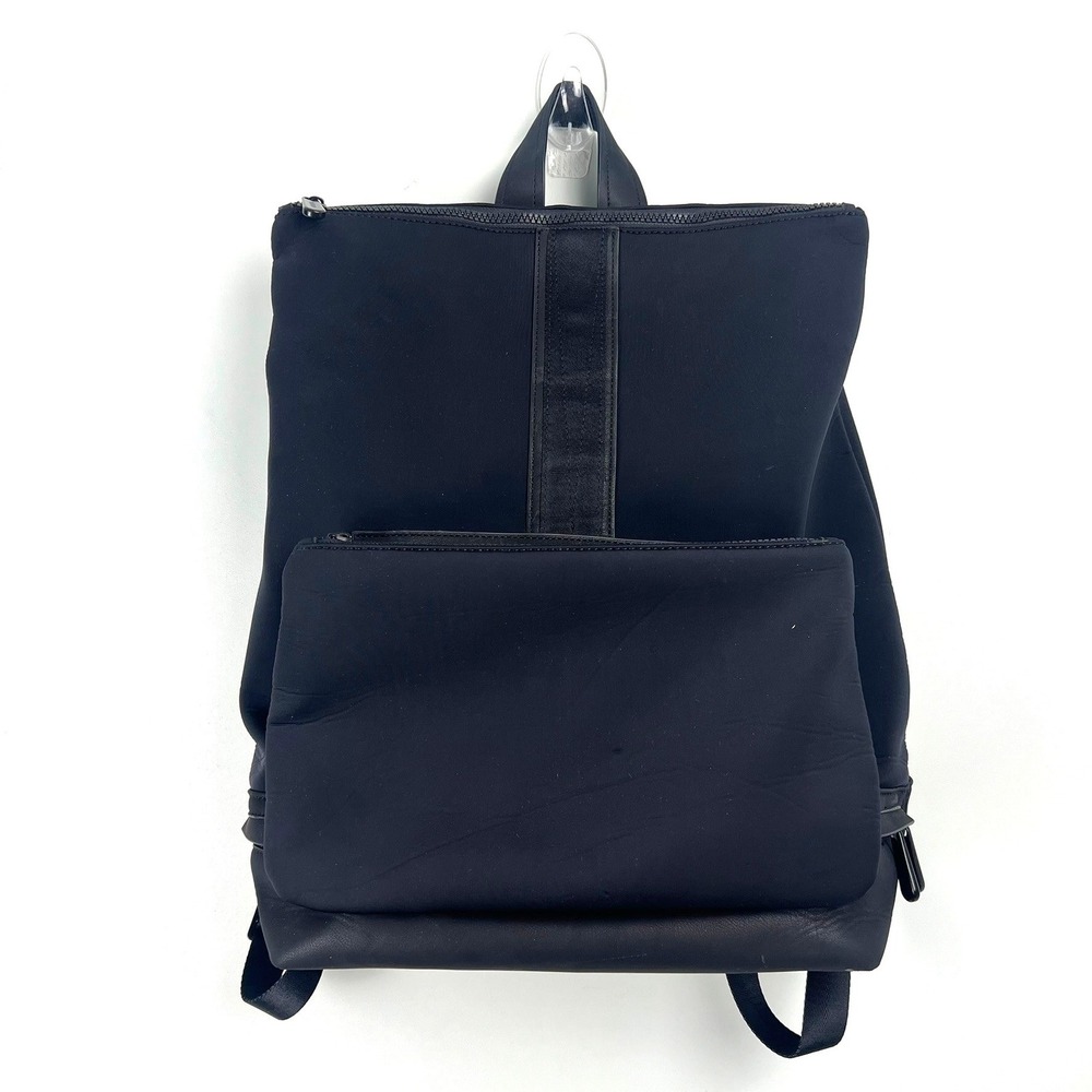 Caraa‎ x Athleta Black Neoprene Leather Trim Backpack Commuter Gym Bag Large